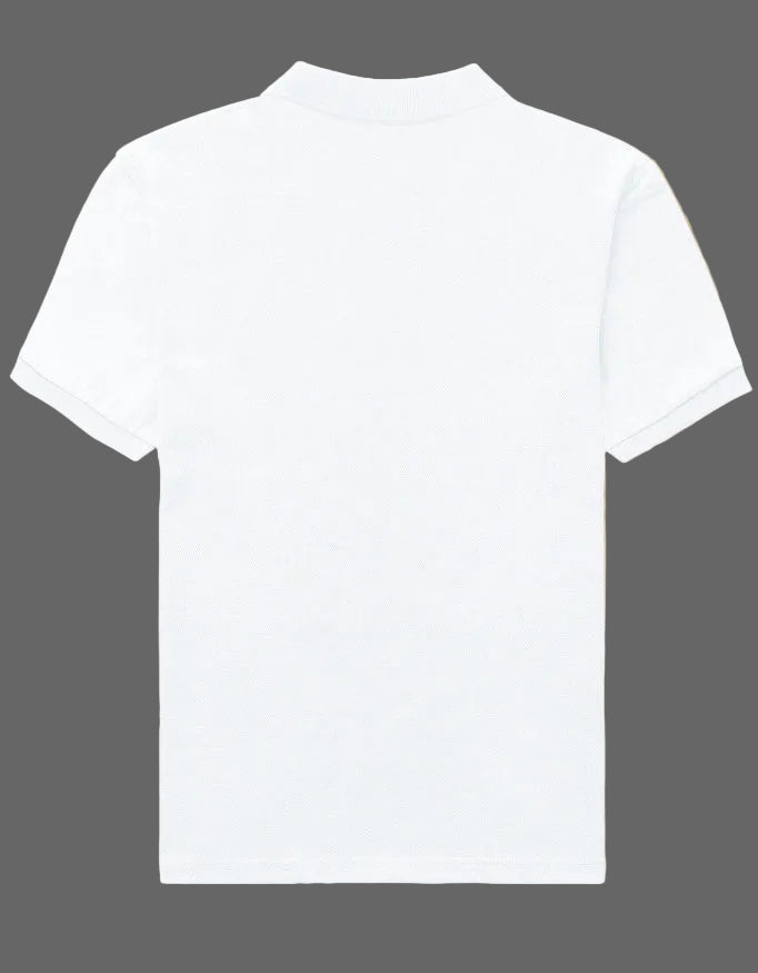 White Polo t-shirt on a grey background