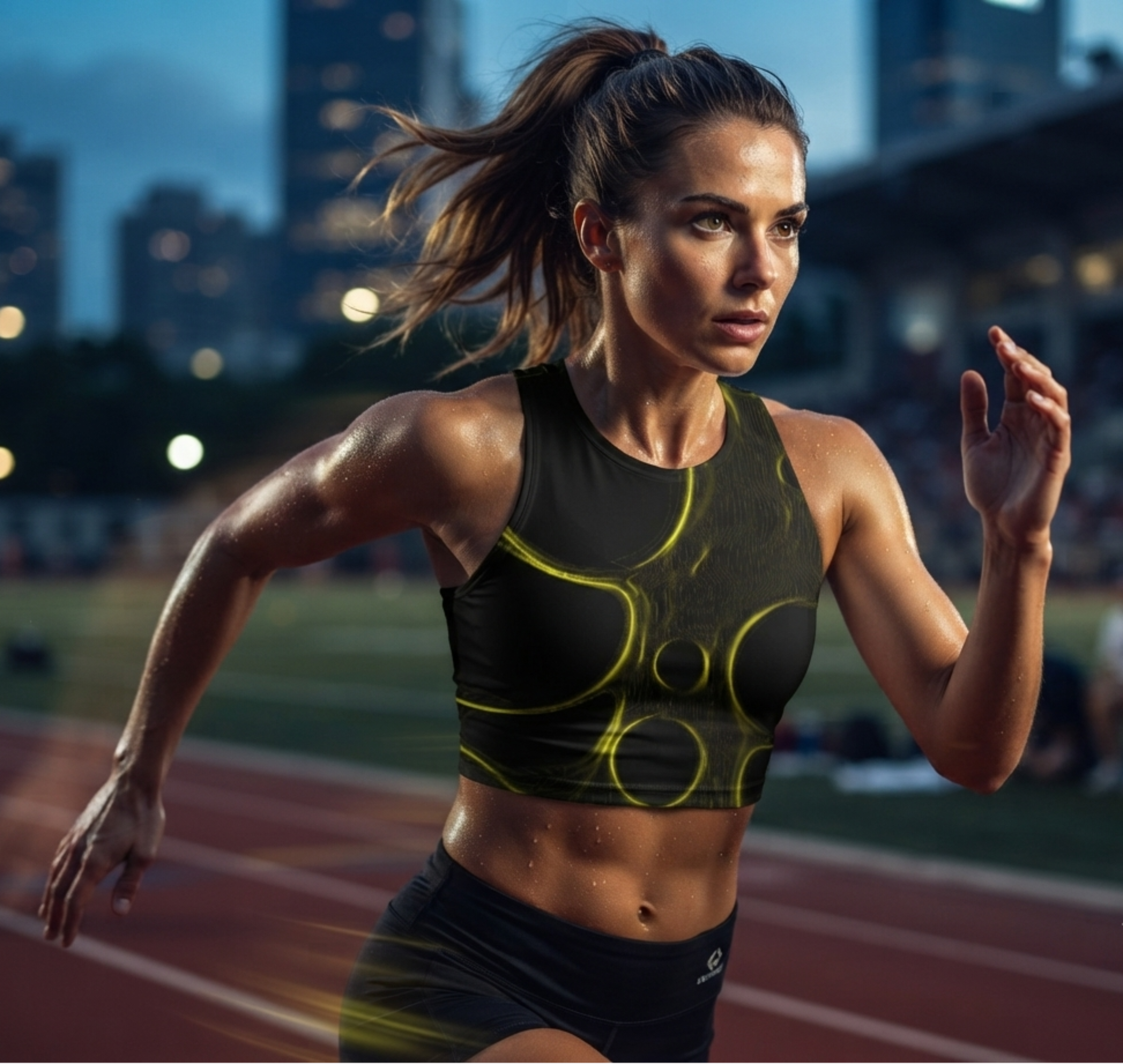 After Hours | Obsidian Glow Yellow Sports Crop Top
