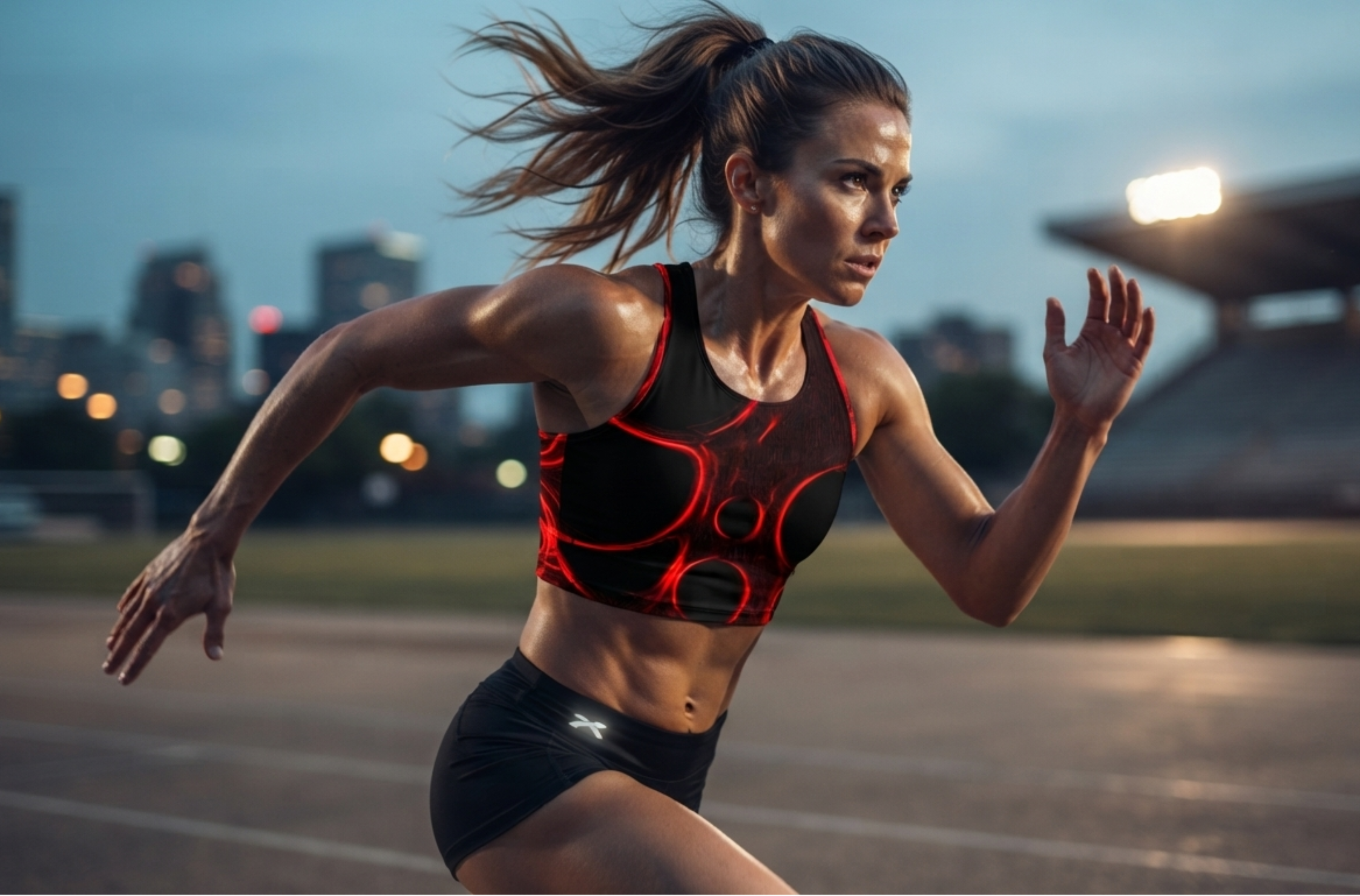 After Hours | Obsidian Glow Red Sports Crop Top