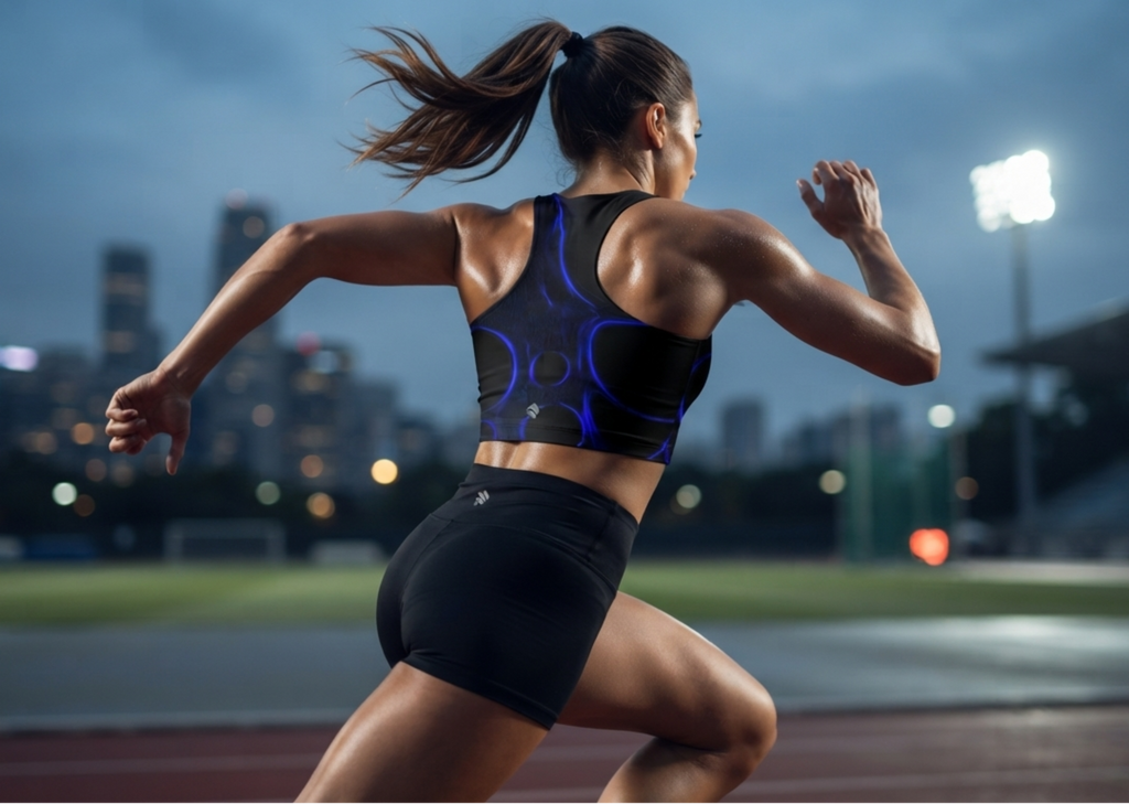 After Hours | Obsidian Glow Blue Sports Crop Top