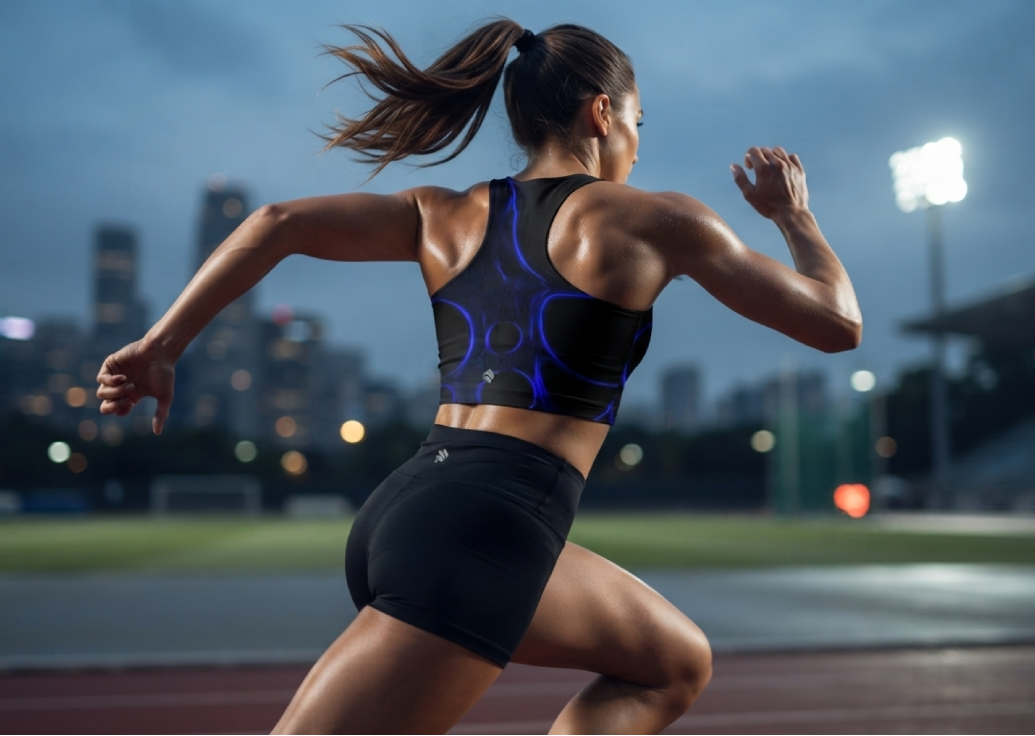 After Hours | Obsidian Glow Blue Sports Crop Top