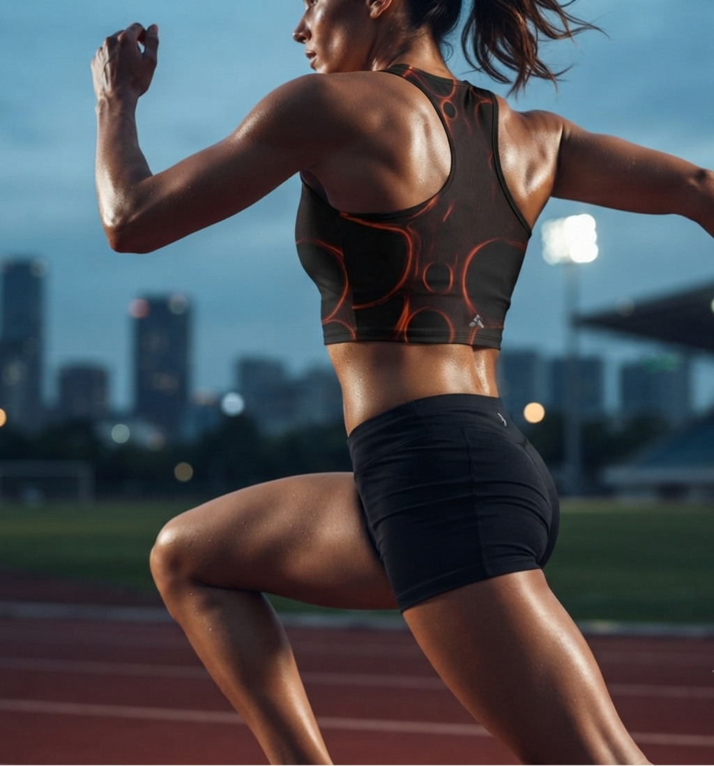 After Hours | Obsidian Glow Orange Sports Crop Top
