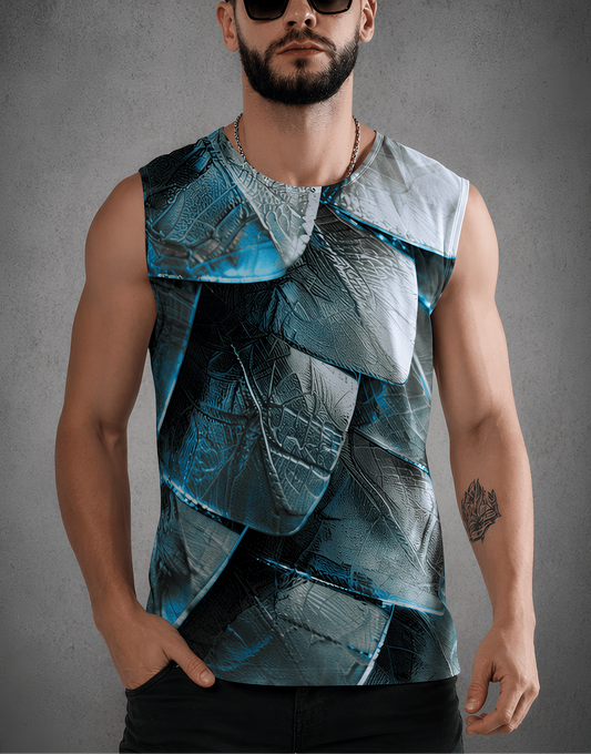 Pangolin Armour men's sleeveless tee front view – all-over print graphic tee by After Hours