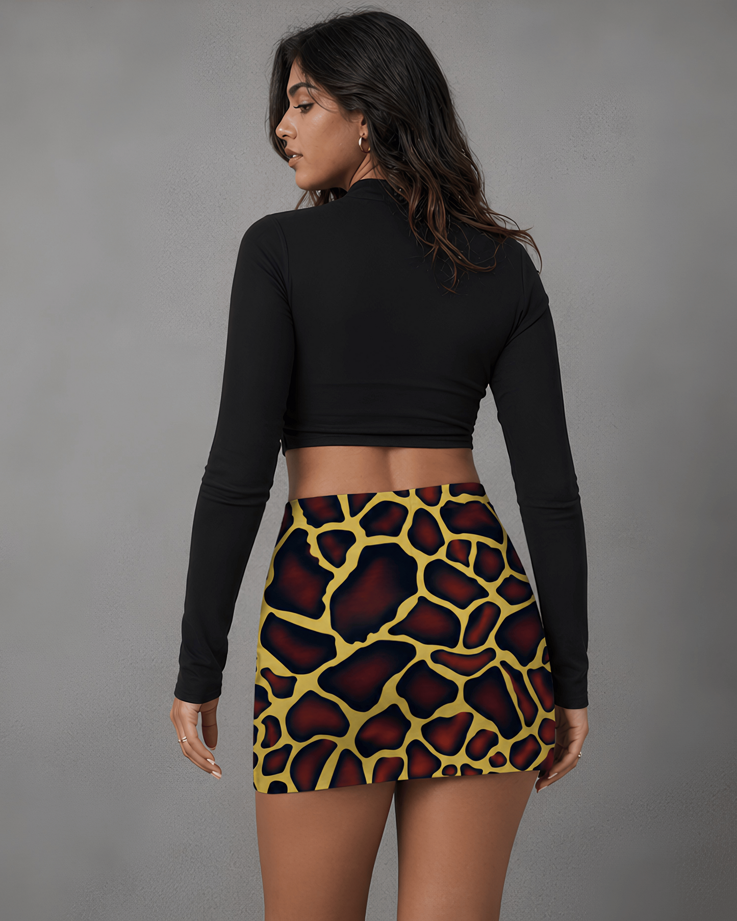 Women's animal print mini skirt – back view – After Hours streetwear